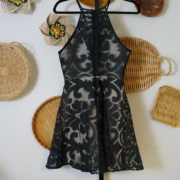 Keepsake Romantic Rebel Burnout Lace Skater Dress Black Womens Size m - Picture 5 of 9
